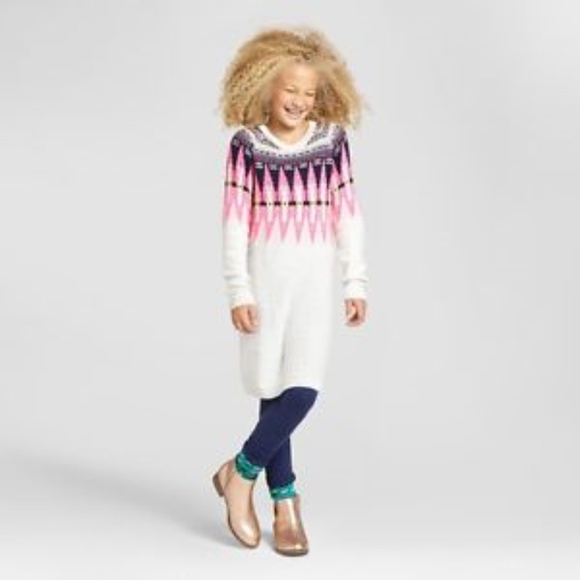 girls pink sweater dress